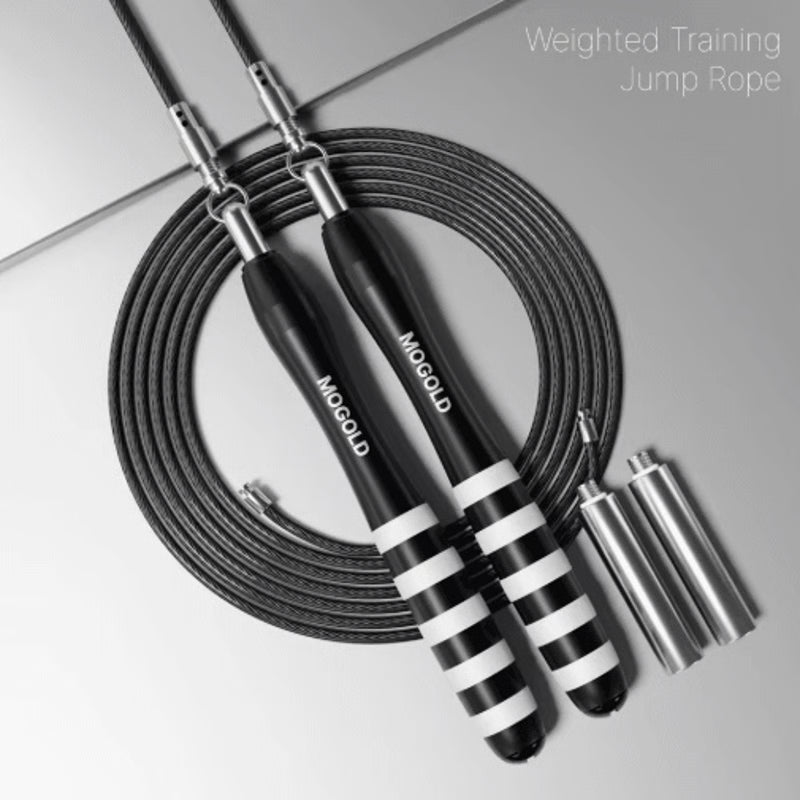 MOGOLD Premium Metal Wire Jump Rope – Adjustable fitness jump rope