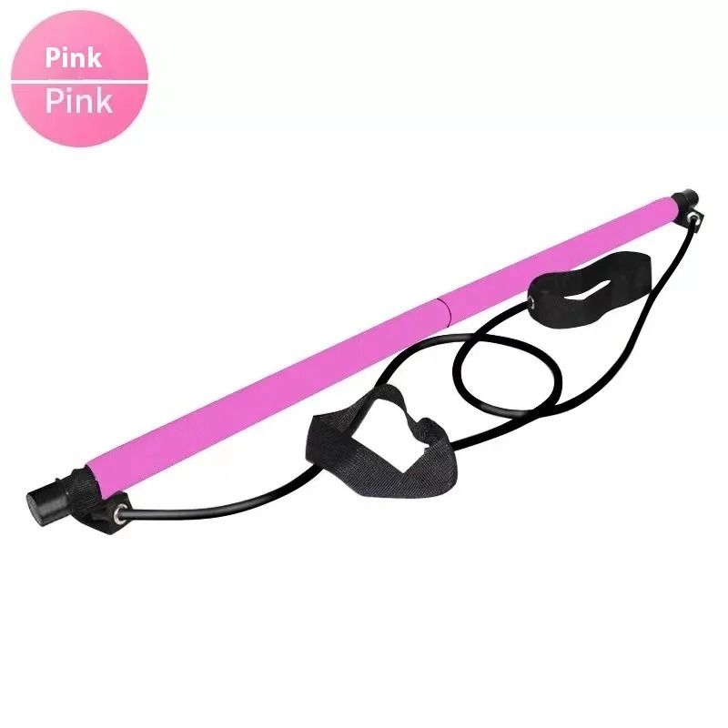 Pilates Stick Adjustable Fitness Bar with Resistance Bands for Home Workout