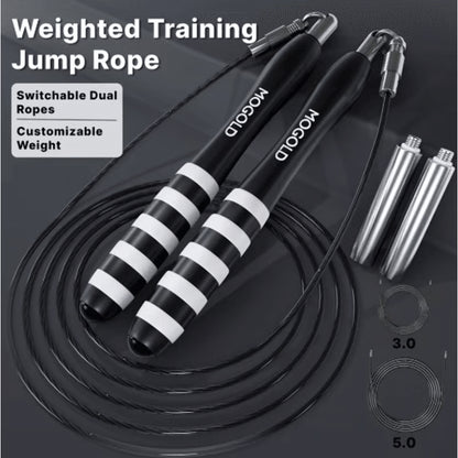 MOGOLD Premium Metal Wire Jump Rope – Adjustable fitness jump rope