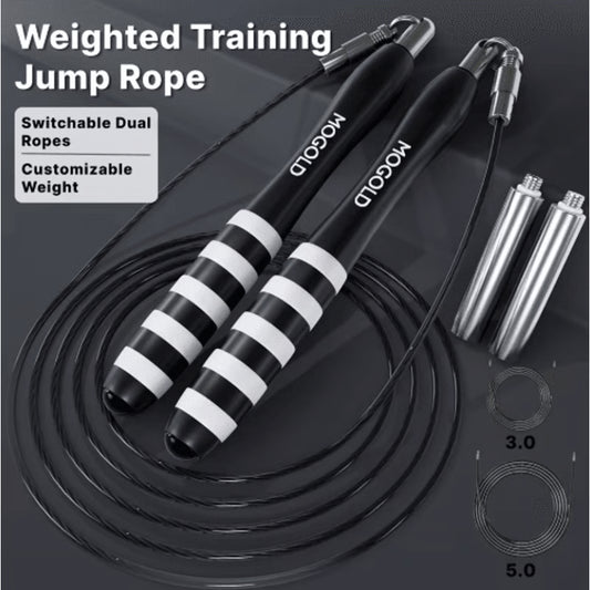 MOGOLD Premium Metal Wire Jump Rope – Adjustable fitness jump rope