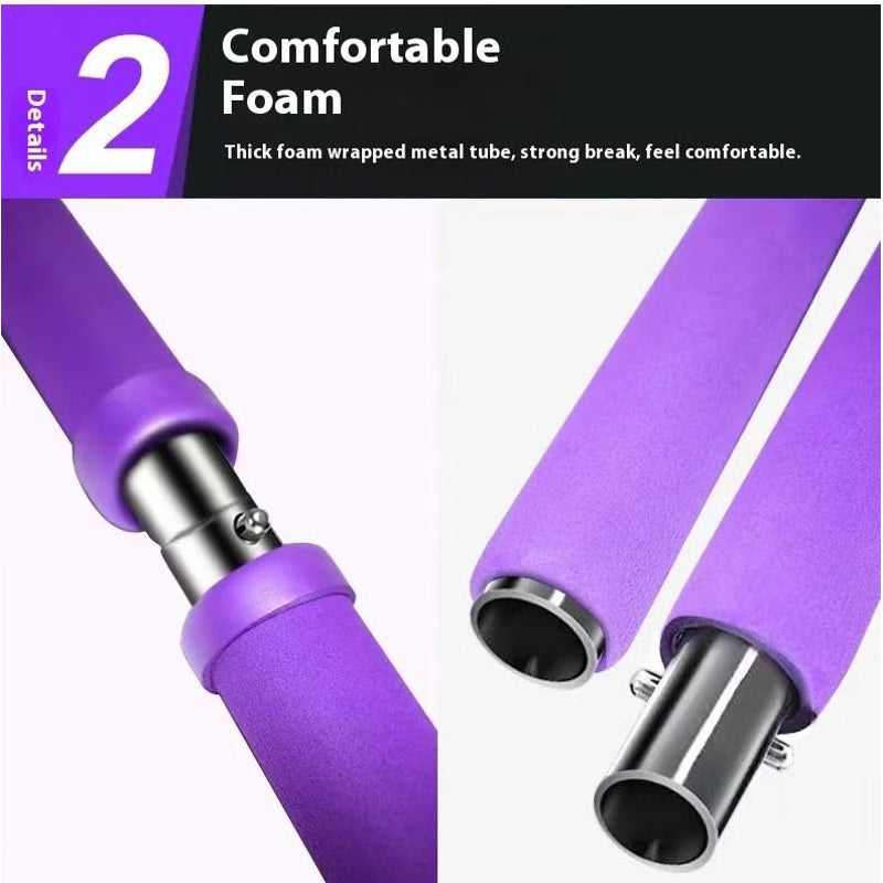 Pilates Stick Adjustable Fitness Bar with Resistance Bands for Home Workout