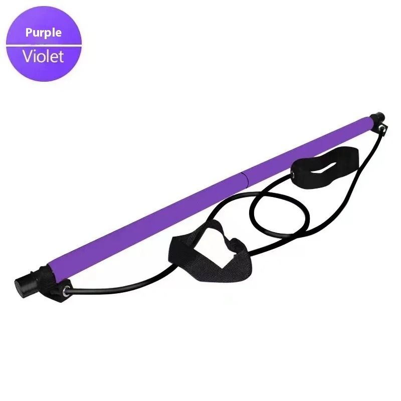Pilates Stick Adjustable Fitness Bar with Resistance Bands for Home Workout