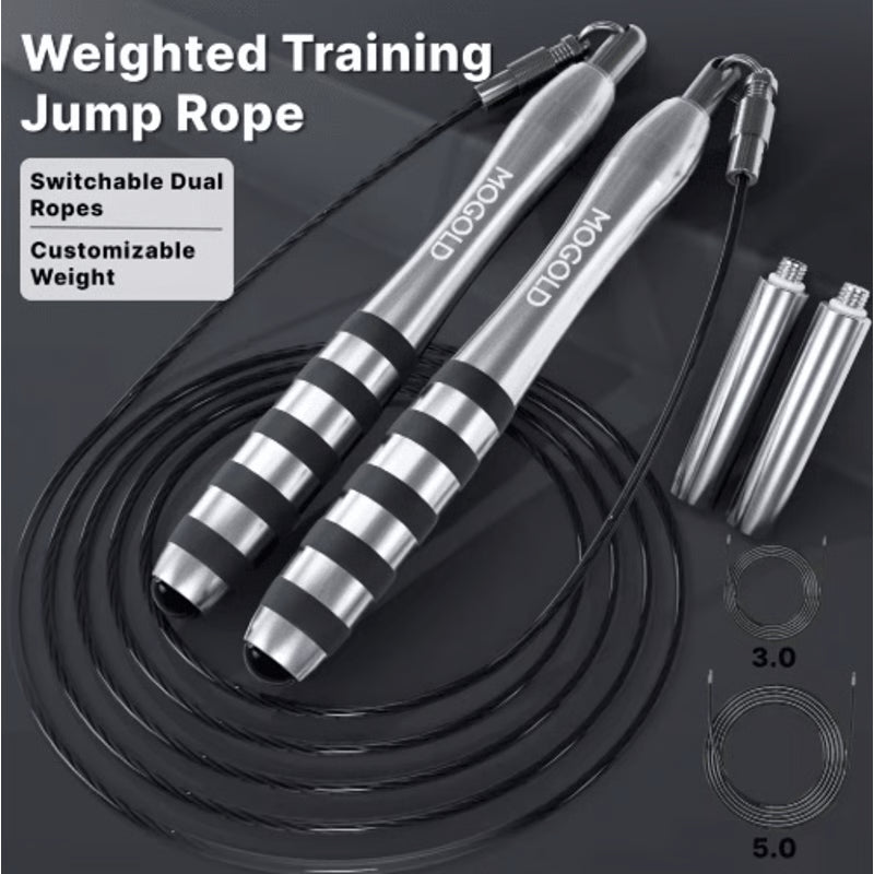 MOGOLD Premium Metal Wire Jump Rope – Adjustable fitness jump rope